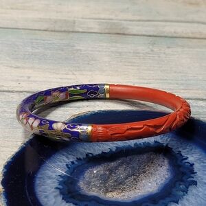 Carved Cinnabar Enamel Chinese Bracelet